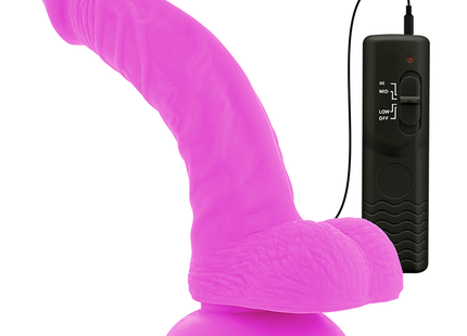Flexibler lila silikon dildo mit vibrationsfunktion 21 5 cm und schwarzer fernbedienung von diversia