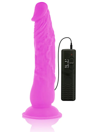 Vibranter pinker flexibler vibrierender dildo aus silikon mit schwarzer fernbedienung 21 cm lang und 4,9 cm breit