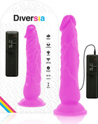 Vibranter rosa silikon dildo mit flexibler vibration und zwei steuerungen von diversia in lila 21 cm lang