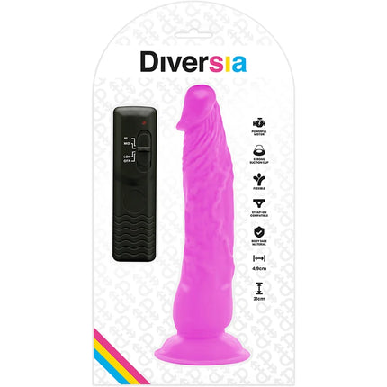 Rosa diversia flexibler vibrierender dildo mit strukturierter oberfläche und saugnapfbasis 21 cm lang