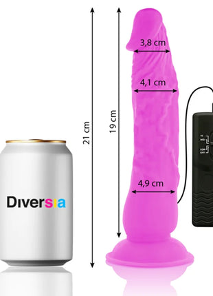Flexibler pinker silikon dildo mit vibrationsfunktion und schwarzer fernbedienung 21 cm lang
