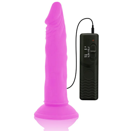 Flexibler vibrierender dildo lila 23 cm aus silikon mit schwarzer fernbedienung für vielseitigen gebrauch