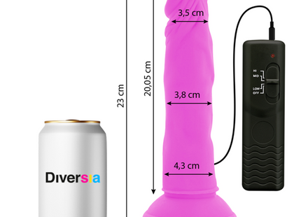 Lila flexibler silikon dildo 23 cm mit schwarzer fernbedienung zum vibrieren