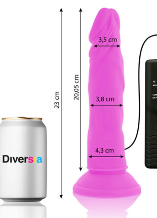 Lila flexibler silikon dildo 23 cm mit schwarzer fernbedienung zum vibrieren