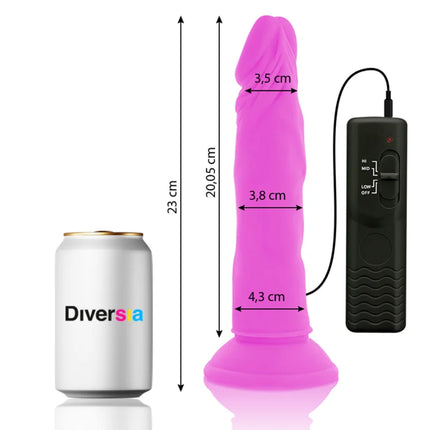 Lila flexibler silikon dildo 23 cm mit schwarzer fernbedienung zum vibrieren