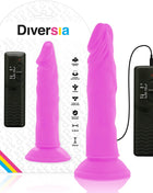 Pink silikon vibrierender dildo mit schwarzer fernbedienung von diversia flexibel und 23 cm lang