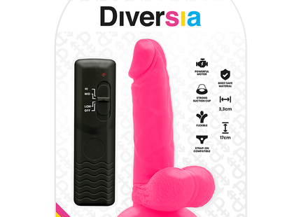 Rosa diversia flexibler vibrierender dildo mit saugnapfbasis und fernbedienung 17 cm lang