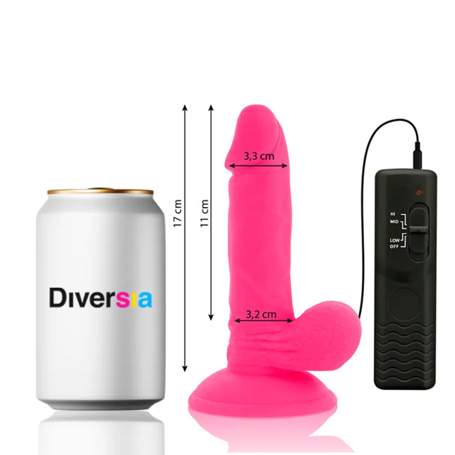 Diversia flexibler vibrierender dildo rosa 17 cm aus silikon mit schwarzer fernbedienung