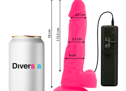 Flexibler vibrierender dildo rosa 18 cm aus silikon mit schwarzer fernbedienung von diversia