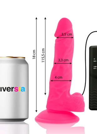 Flexibler vibrierender dildo rosa 18 cm aus silikon mit schwarzer fernbedienung von diversia