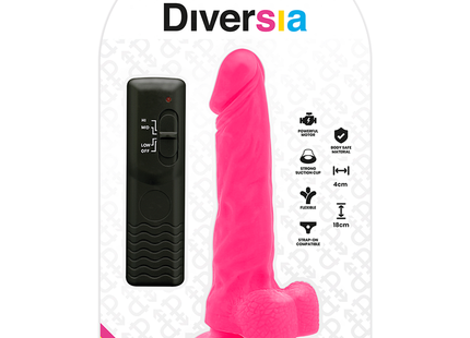 Pink diversia flexibler vibrierender dildo mit saugnapfbasis und schwarzer fernbedienung 18 cm lang 4 cm durchmesser