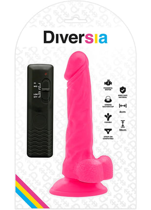 Pink diversia flexibler vibrierender dildo mit saugnapfbasis und schwarzer fernbedienung 18 cm lang 4 cm durchmesser
