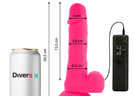 Flexibler vibrierender dildo diversia in rosa aus silikon mit schwarzer fernbedienung 20,5 cm lang