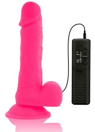 Flexibler vibrierender dildo rosa aus silikon 20,5 cm mit schwarzer fernbedienung von diversia