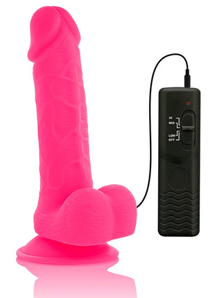 Flexibler vibrierender dildo rosa 20,5 cm aus silikon mit schwarzer fernbedienung
