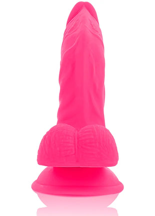 Flexibler vibrierender dildo diversia aus rosa silikon mit strukturierter oberfläche und abgerundetem fuß