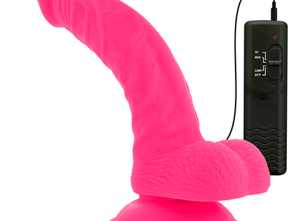 Diversia flexibler vibrierender dildo rosa 21,5 cm aus silikon mit schwarzer fernbedienung und kabel