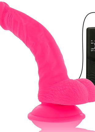 Diversia flexibler vibrierender dildo rosa 21,5 cm aus silikon mit schwarzer fernbedienung und kabel