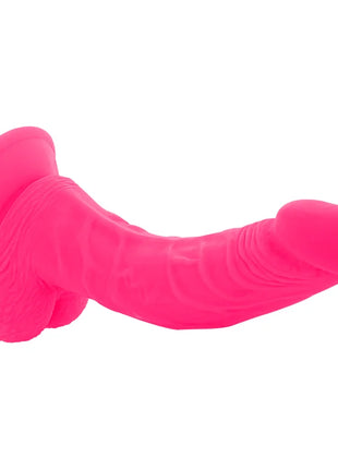Flexibler vibrierender dildo rosa aus silikon mit strukturierter oberfläche und ergonomischem design 21,5 cm lang