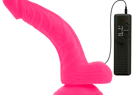 Diversia flexibler vibrierender dildo rosa 21.5 cm silikon mit schwarzer fernbedienung vorne