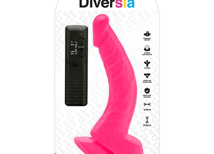 Diversia flexibler vibrierender dildo rosa 21 5 cm aus silikon mit saugnapf und schwarzer fernbedienung