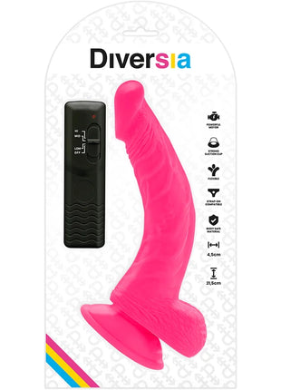 Diversia flexibler vibrierender dildo rosa 21 5 cm aus silikon mit saugnapf und schwarzer fernbedienung
