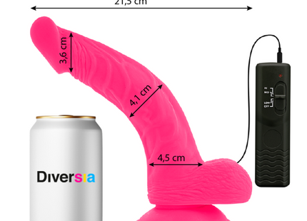 Flexibler vibrierender dildo rosa 21,5 cm aus silikon mit strukturiertem griff und schwarzer fernbedienung