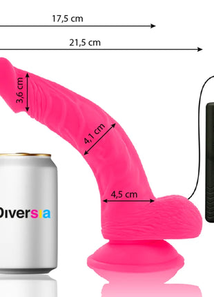 Flexibler vibrierender dildo rosa 21,5 cm aus silikon mit strukturiertem griff und schwarzer fernbedienung
