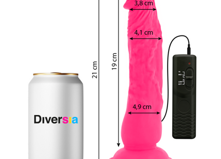 Flexibler vibrierender dildo rosa aus silikon mit schwarzer fernbedienung 21 cm lang 4,9 cm breit