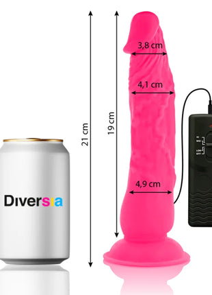 Flexibler vibrierender dildo rosa aus silikon mit schwarzer fernbedienung 21 cm lang 4,9 cm breit