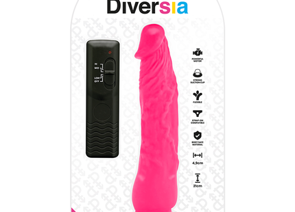 Rosa flexibler silikon dildo diversia 21 cm mit vibrationsfunktion, saugnapfbasis und fernbedienung