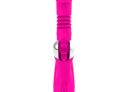 Vibrant pink silicone vibratory wand diversia hase oben und unten 24 cm with silver metallic clasp and three control buttons