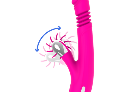 Vibrant pink silikonspielzeug diversia hase oben und unten 24 cm mit silbernem rotierendem kopf und strukturierter grifffläche