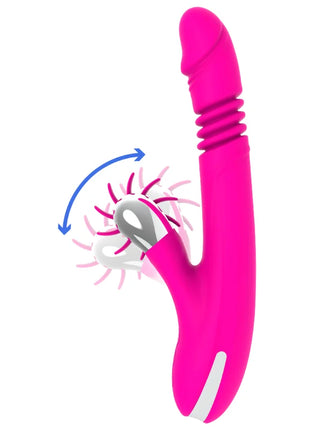Vibrant pink silikonspielzeug diversia hase oben und unten 24 cm mit silbernem rotierendem kopf und strukturierter grifffläche