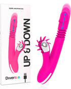 Vibranter rosa diversia up und down squeel multifunktionaler vibrator mit weißem strukturiertem kopf und stacheligen hervorstehungen 24 cm