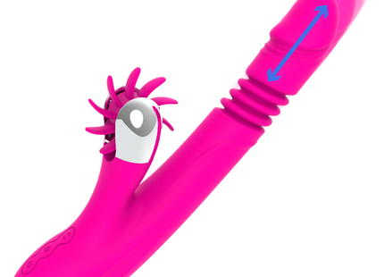 Vibrierender rosa silikonspielzeug diversia hase oben und unten 24 cm mit drehendem kopf und verstellbarem schaft