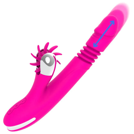 Vibrierender rosa silikonspielzeug diversia hase oben und unten 24 cm mit drehendem kopf und verstellbarem schaft