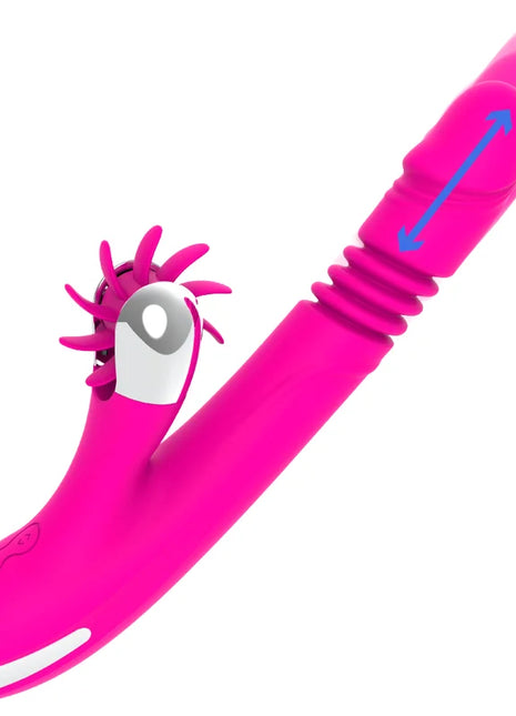 Vibrierender rosa silikonspielzeug diversia hase oben und unten 24 cm mit drehendem kopf und verstellbarem schaft