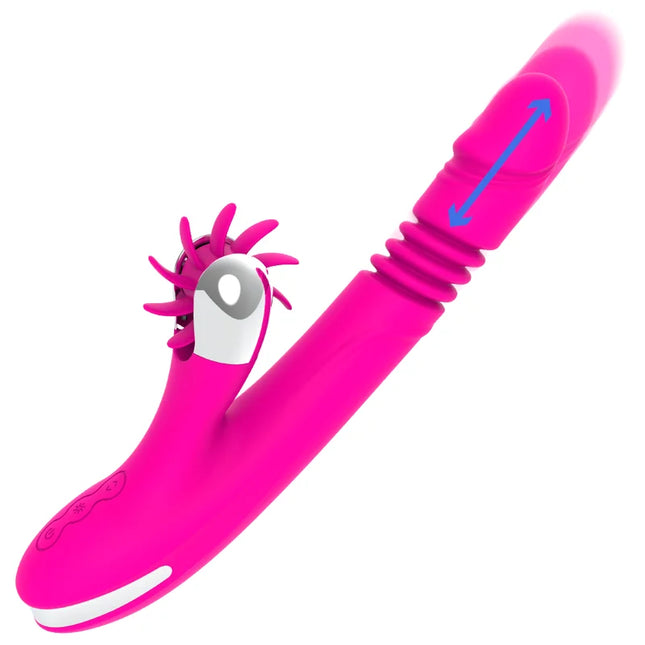 Vibrierender rosa silikonspielzeug diversia hase oben und unten 24 cm mit drehendem kopf und verstellbarem schaft