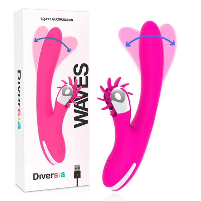 Buntes vielseitiges spielzeug diversia hasenwellen 24 cm mit hellrosa wellen und stacheliger weißer basis