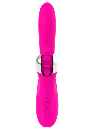 Vibrant pink silikon vibrator hasenwellen 24 cm mit silbernem metallverschluss und steuerungsknöpfen in hasenform