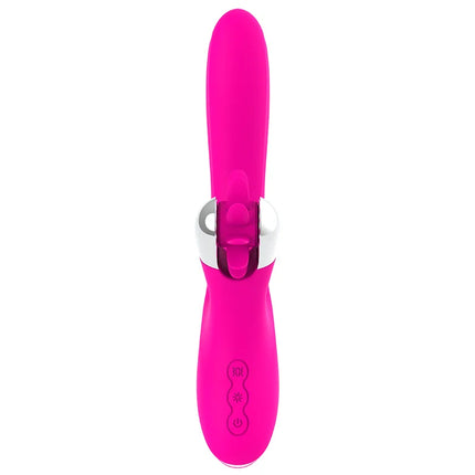 Vibrant pink silikon vibrator hasenwellen 24 cm mit silbernem metallverschluss und steuerungsknöpfen in hasenform