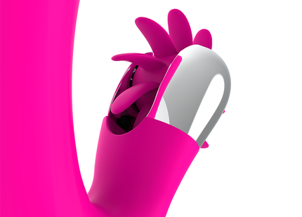 Vibrant pink und silberner diversia hasenwellen 24 cm vibrator mit elegantem, geschwungenem design und blütenblattformen