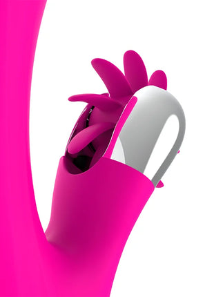 Vibrant pink und silberner diversia hasenwellen 24 cm vibrator mit elegantem, geschwungenem design und blütenblattformen