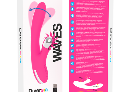 Pinkes silikon diversia wellen vibrato mit weiß-pink strukturiertem griff 24 cm von hasenwellen