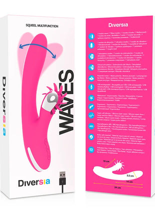 Pinkes silikon diversia wellen vibrato mit weiß-pink strukturiertem griff 24 cm von hasenwellen