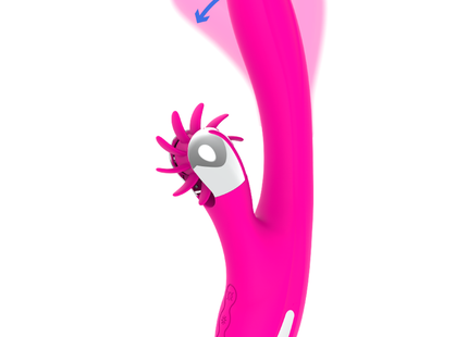 Vibrierendes pinkes silikonspielzeug diversia hasenwellen 24 cm mit rotierendem kopf und strukturierter grifffläche