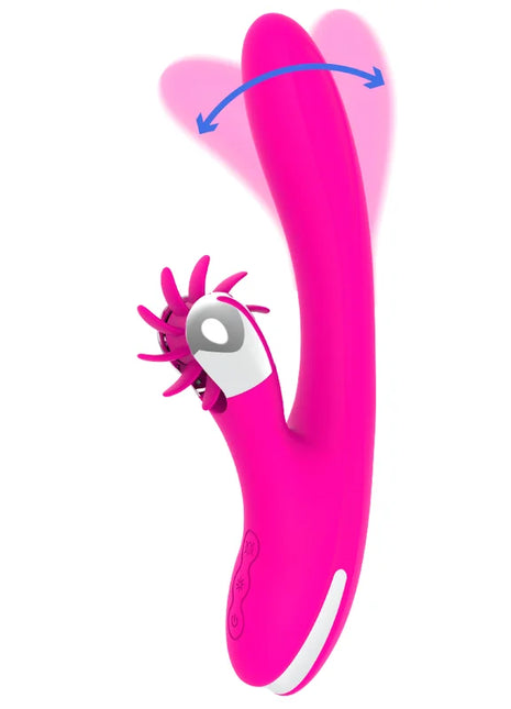 Vibrierendes pinkes silikonspielzeug diversia hasenwellen 24 cm mit rotierendem kopf und strukturierter grifffläche