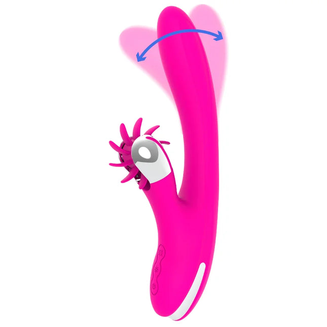 Vibrierendes pinkes silikonspielzeug diversia hasenwellen 24 cm mit rotierendem kopf und strukturierter grifffläche