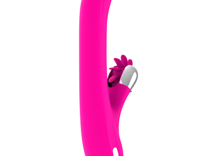 Vibrant pink silikon rabbit vibrator diversia hschin rotation 24 cm mit silberner schnalle und blumendetail
